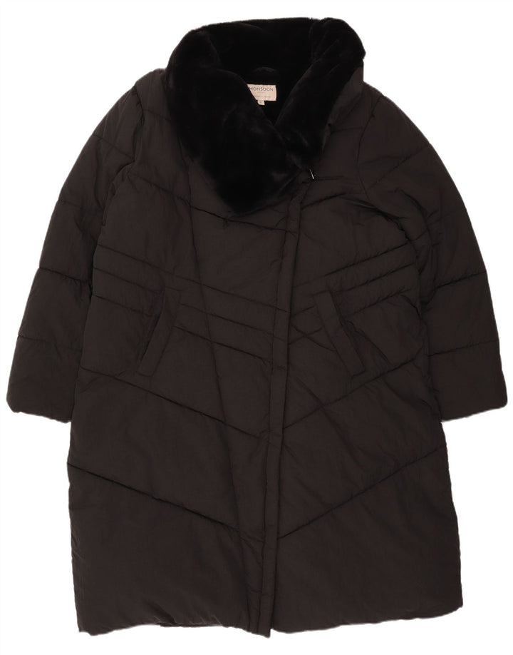 MONSOON Palton căptușit pentru femei UK 18 XL Nylon negru
