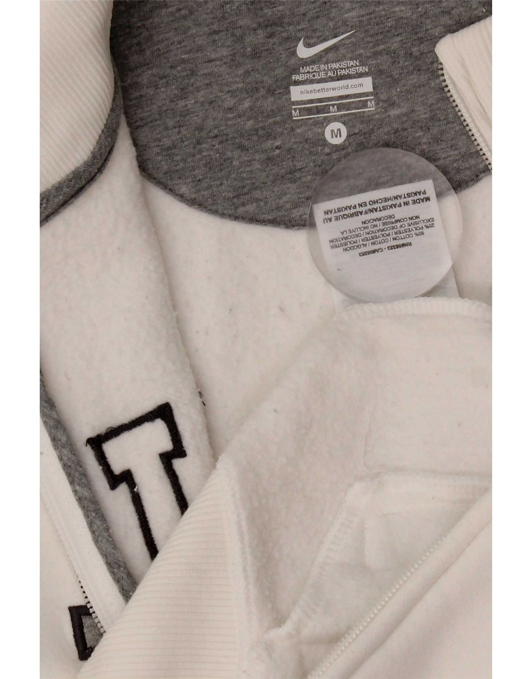 Jachetă de top pentru trening Nike pentru femei, UK 14, bumbac alb mediu