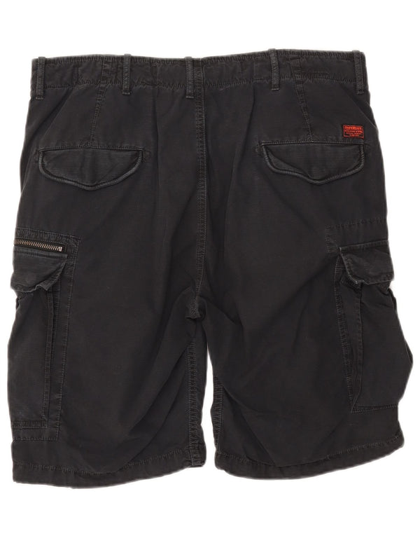 Superdry Mens Cargo Shorts W34 Large Black Cotton