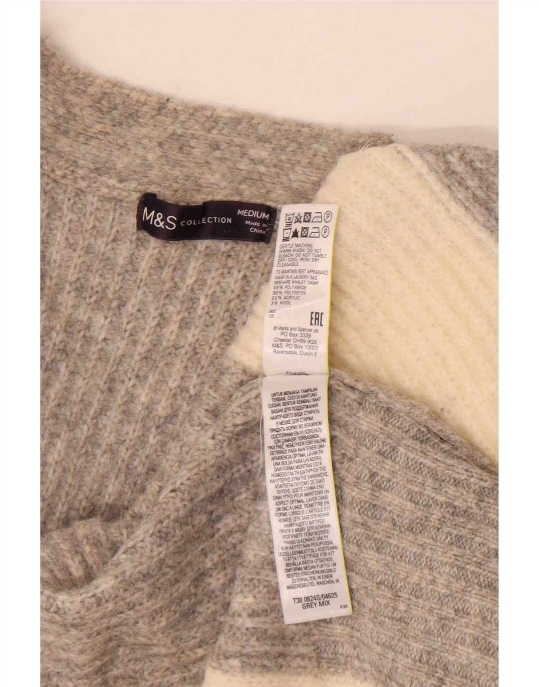 Pulover cardigan cu paragate pentru femei Marks & Spencer UK 14 gri mediu