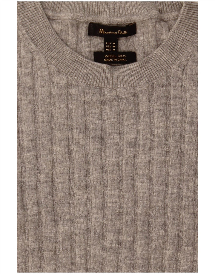 Pulover Massimo Dutti pentru damă cu gât crew pulover UK 12 Medium Gri Lână
