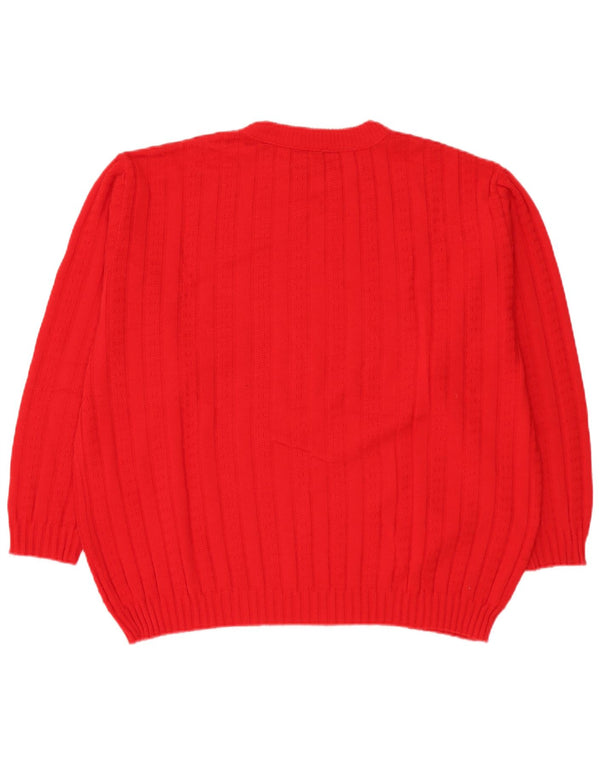 Pulover vintage pentru bărbați cu gât roșu IT 58 3XL poliacrilic roșu