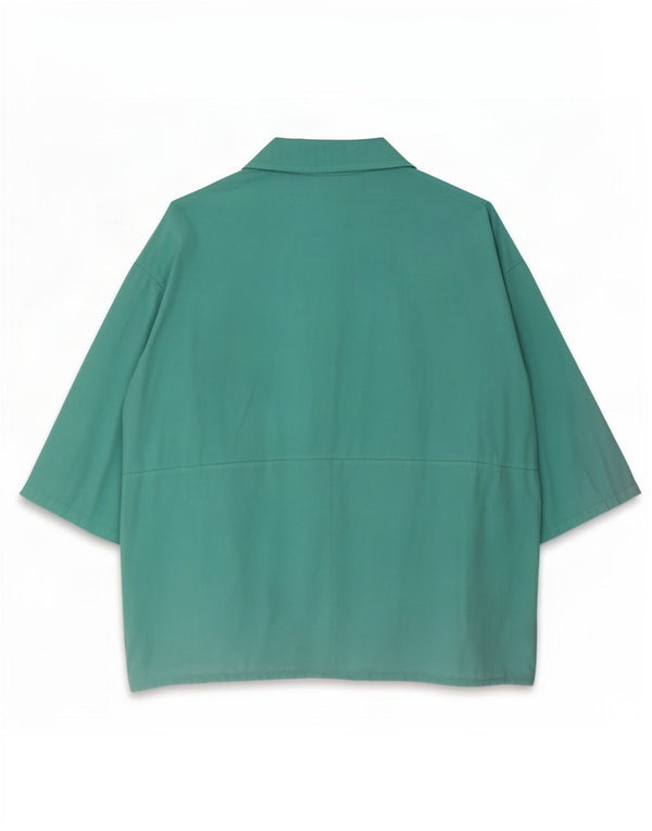 Cămașă pulover cu mânecă scurtă supradimensionată pentru femei Vintage UK 22 3XL Albastru