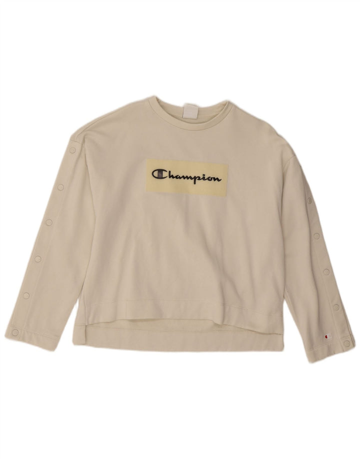 Pulover supradimensionat cu grafic pentru femei Champion UK 10 Small White