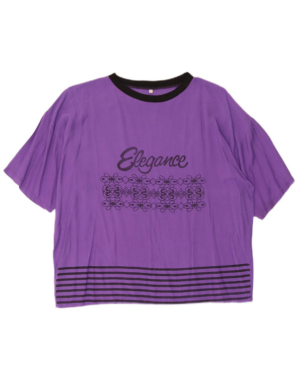 Tricou grafic supradimensionat vintage pentru femei Top UK 10 Small Viscose violet