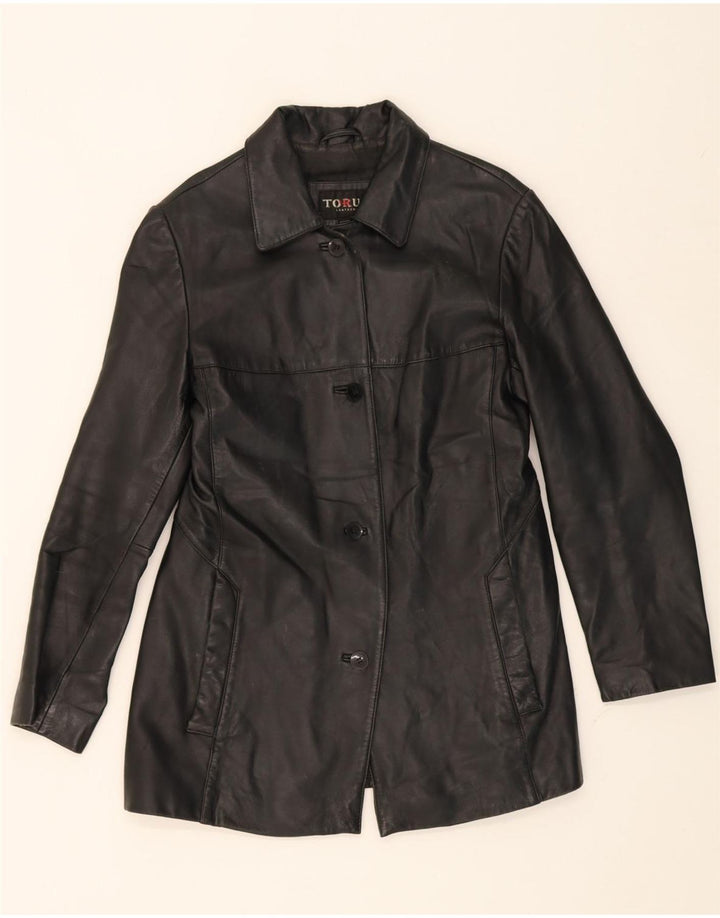 TORUS Womens Leather Jacket UK 14 Medium Black Leather Vintage Torus and Second-Hand Torus from Messina Hembry 