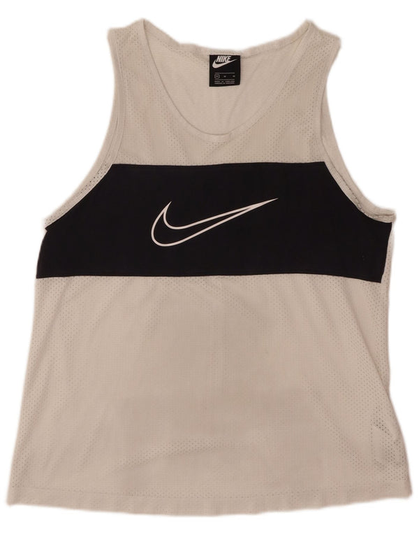 Top cu vestă grafică NIKE pentru bărbați, bumbac color bloc alb mediu, alb