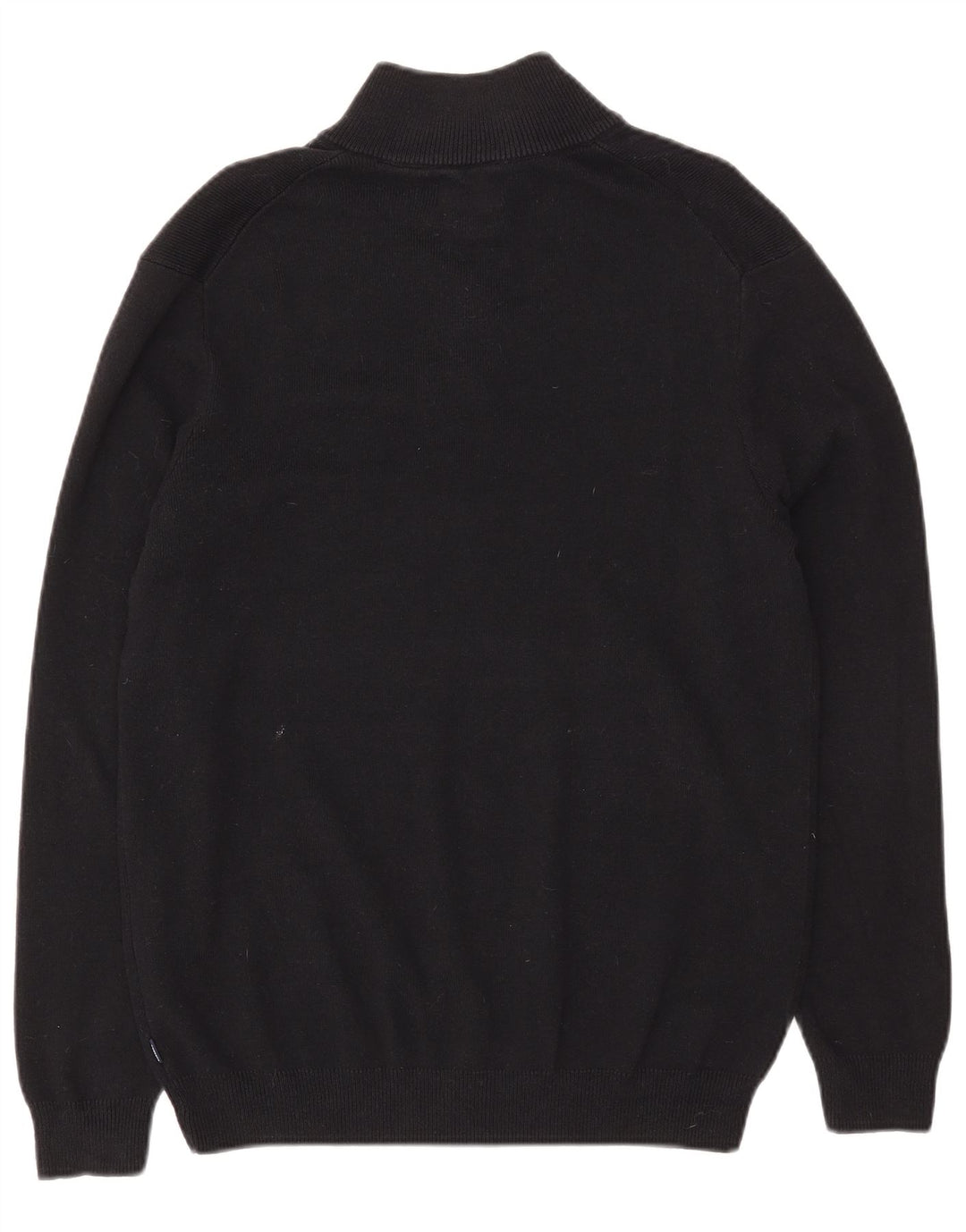 Pulover Superdry pentru bărbați, cu fermoar și gât, bumbac mare, negru