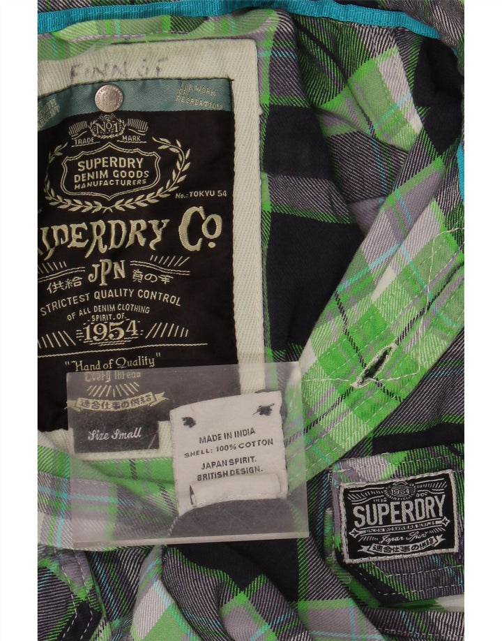 Cămașă de flanel pentru bărbați SUPERDRY, bumbac cu carouri verzi mici