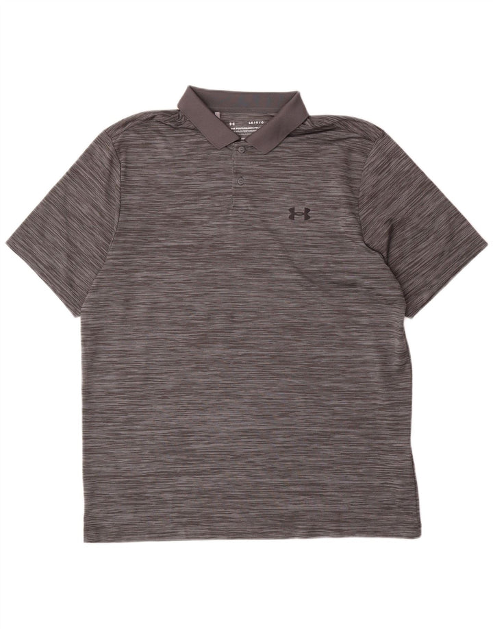 Tricou polo Under Armour pentru bărbați, mare, gri, poliester cu dungi