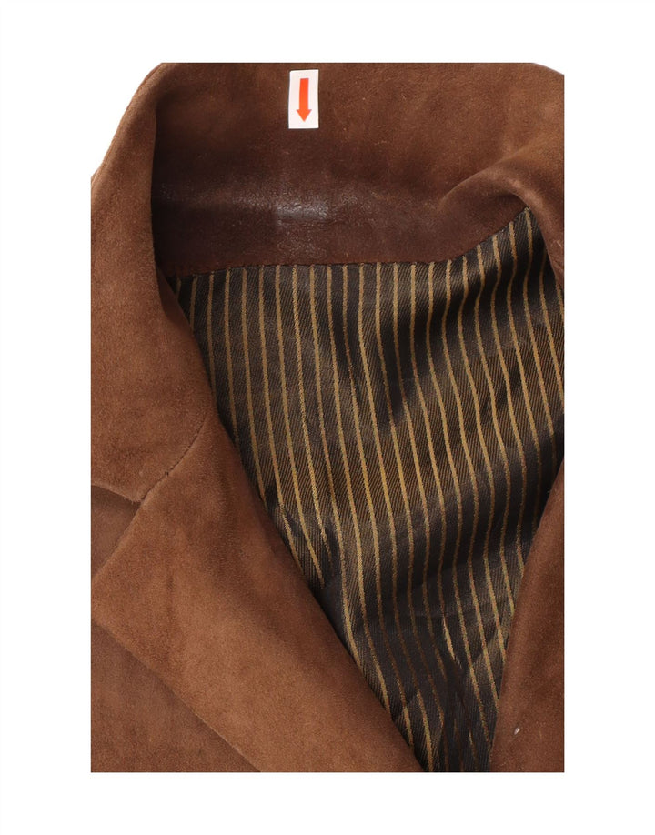 Jachetă vintage pentru femei de piele intoarsa UK 12 maro mediu