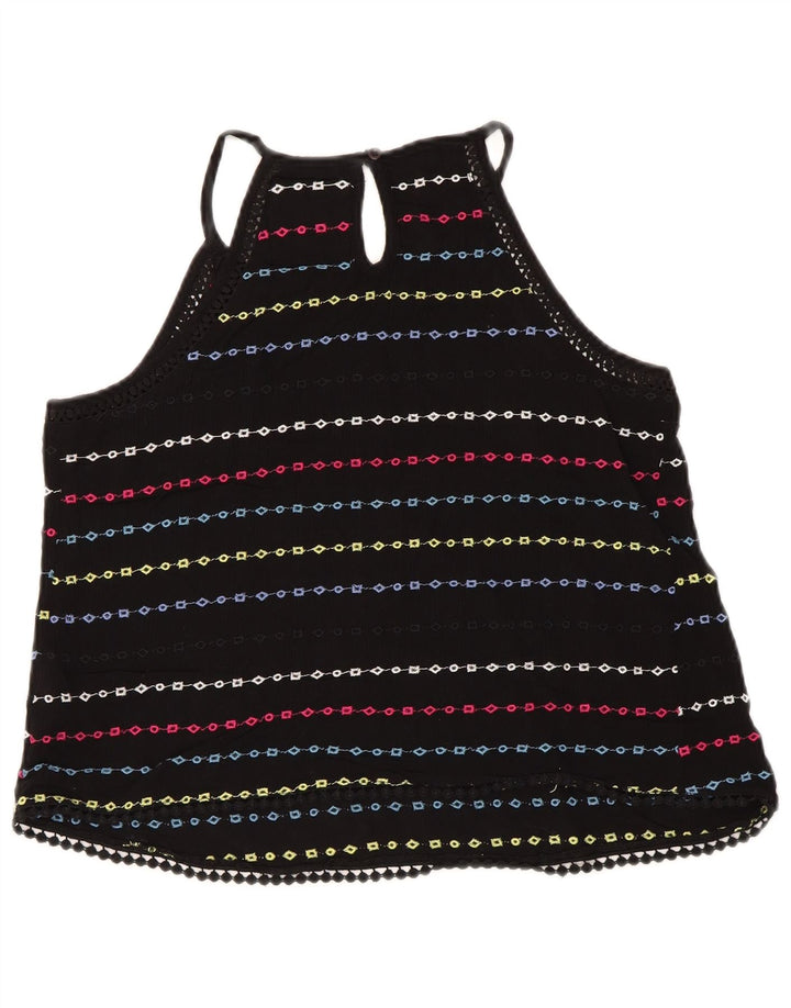 Superdry Crop Halter Top pentru femei UK 10 Small Black Striped Viscose