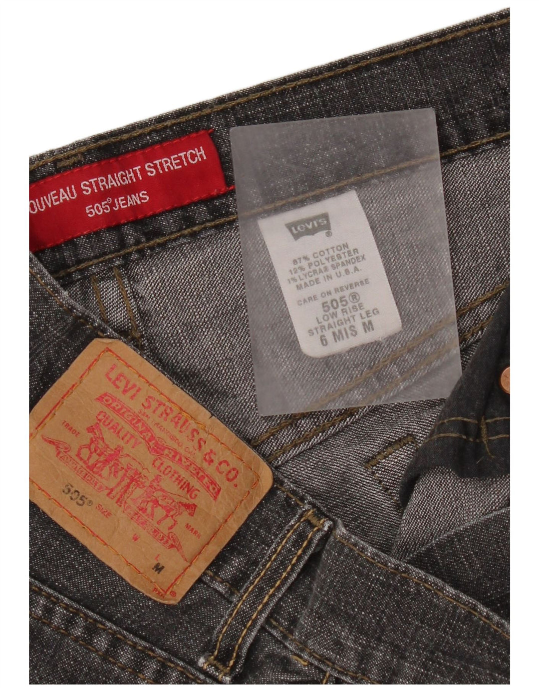 Blugi drepti distressed 505 Levi's pentru femei US 6 Medium W30 L32 gri