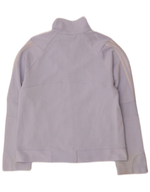 Adidas Womens Tracksuit Top Jacket UK 12 Medium Blue Cotton