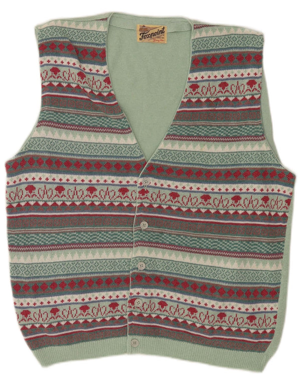 Cardigan Vintage fără mâneci pentru bărbați, mijlociu, multicolor, Fair Isle