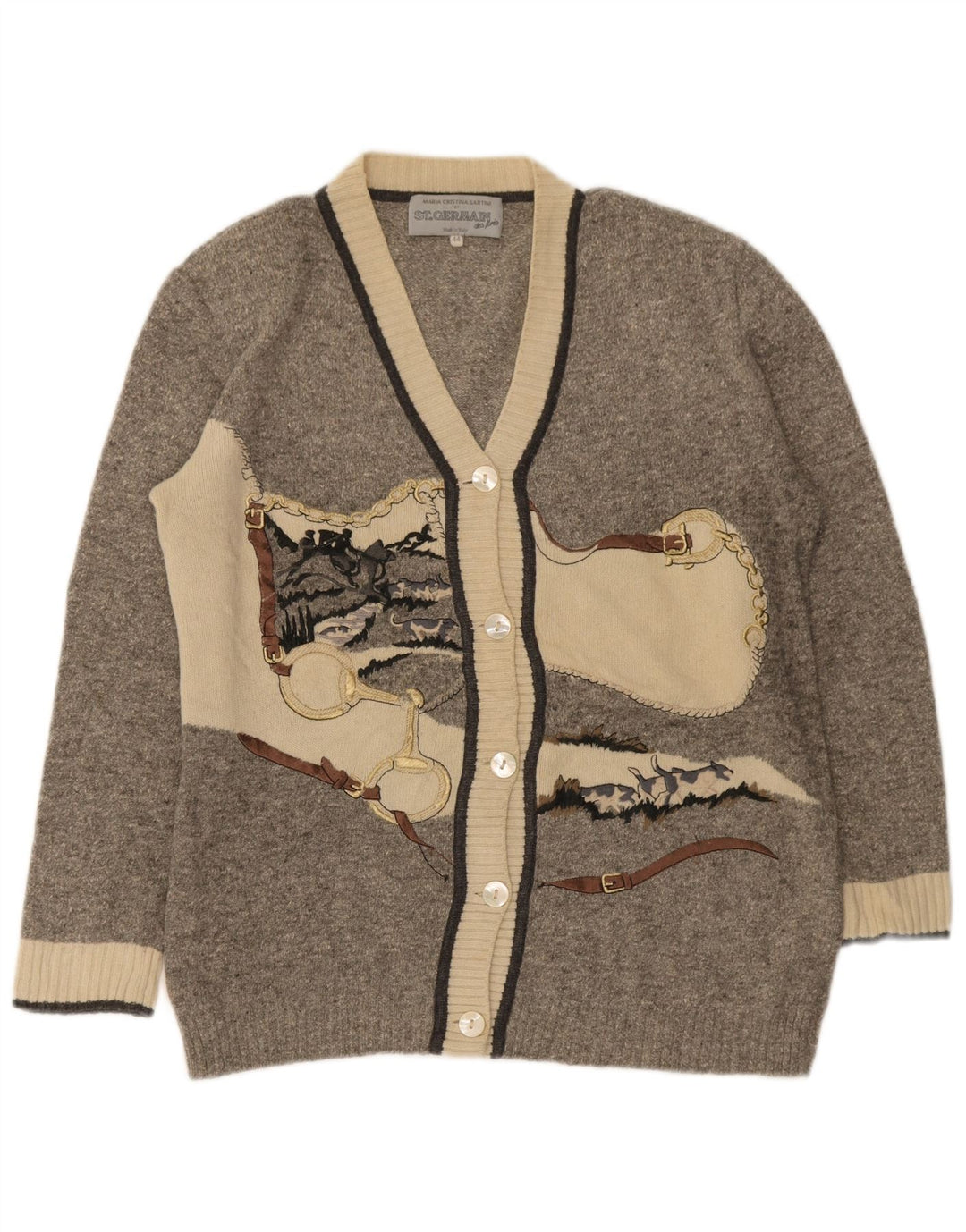 St. Germain Pulover cardigan grafic pentru femei IT 44 Medium Gri Colorblock