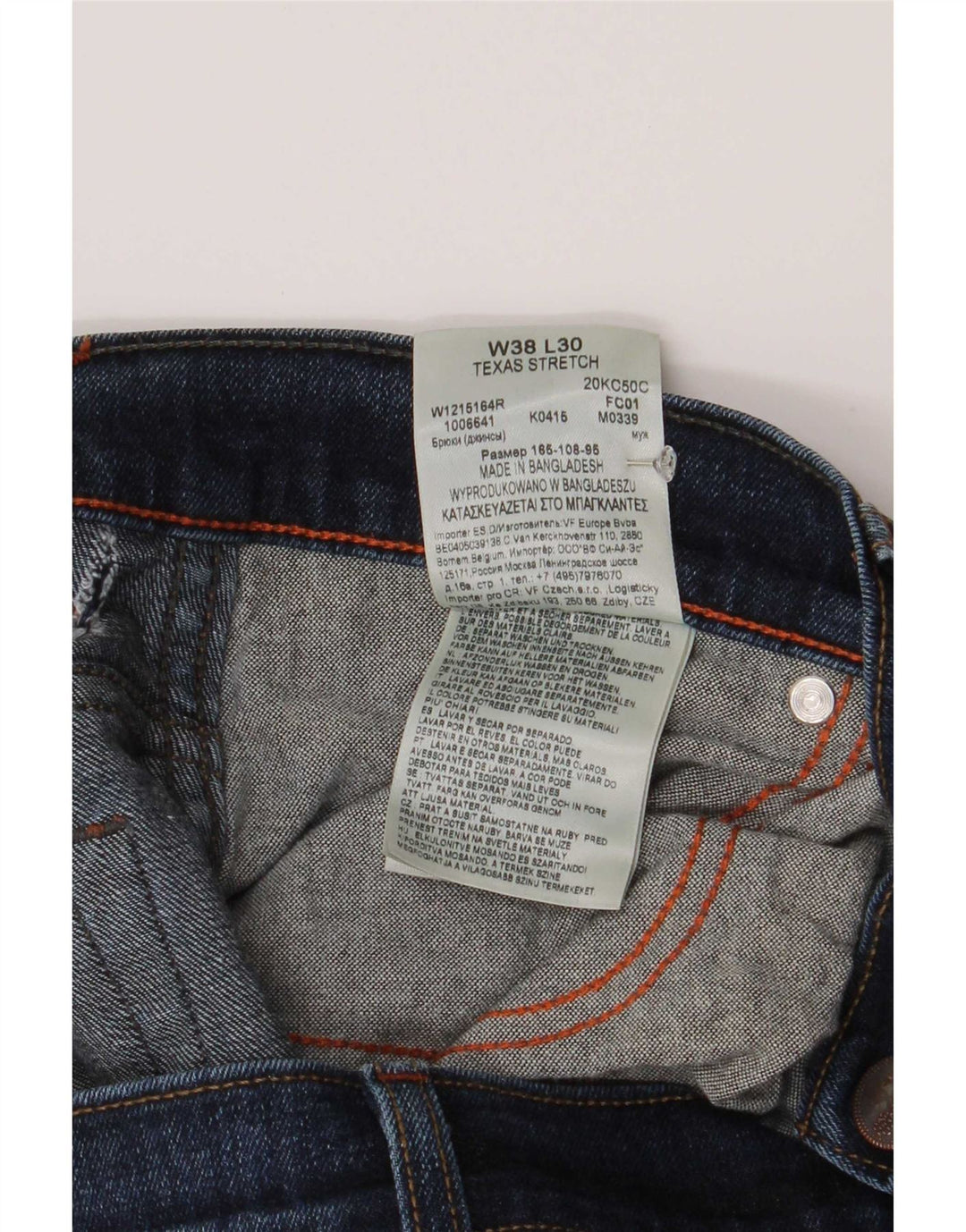 Blugi drepti Wrangler pentru bărbați Texas Stretch W38 L30 Bumbac albastru