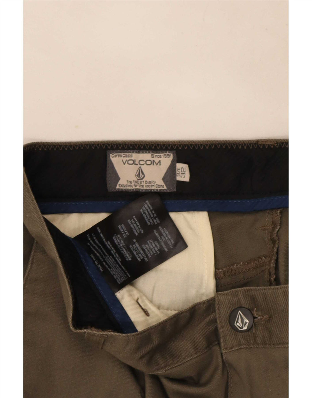 Pantaloni scurți chino pentru bărbați Volcom W32, bumbac mediu kaki