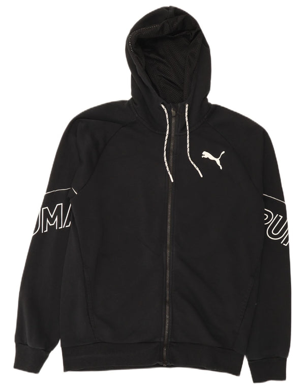 Pulover Puma Graphic Zip pentru bărbați, bumbac mediu negru