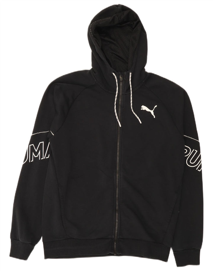 Pulover Puma Graphic Zip pentru bărbați, bumbac mediu negru