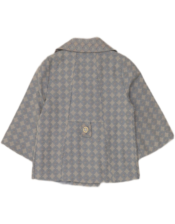 Jachetă Bolero pentru femei VINTAGE cu mâneci 3/4 UK 10 Small Blue Geometric