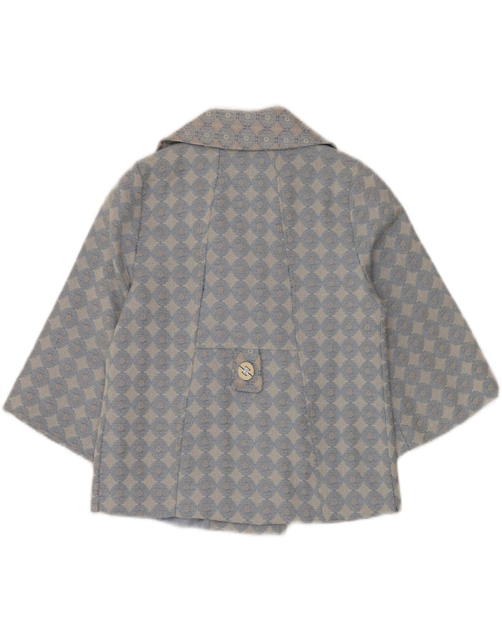 Jachetă Bolero pentru femei VINTAGE cu mâneci 3/4 UK 10 Small Blue Geometric