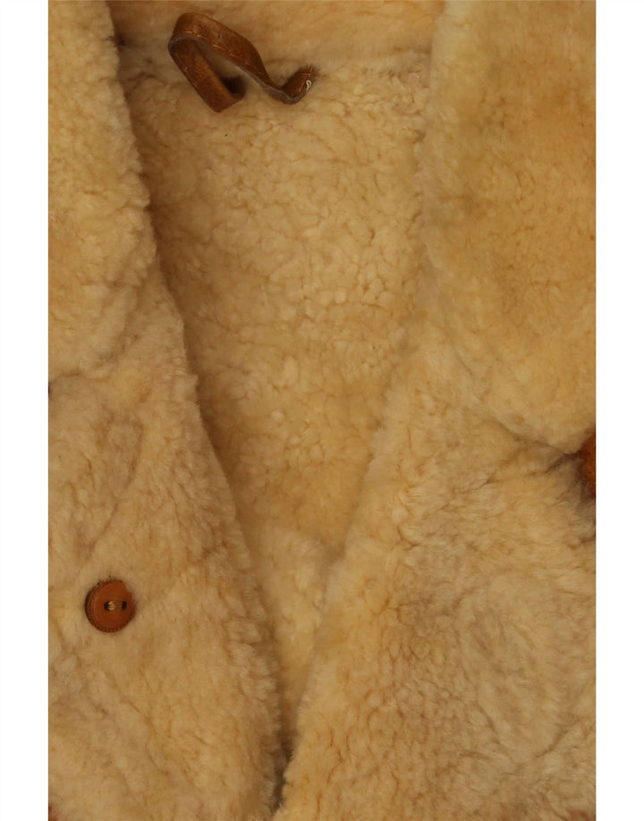 Jachetă din shearling pentru bărbați VINTAGE UK 40 din piele maro mare