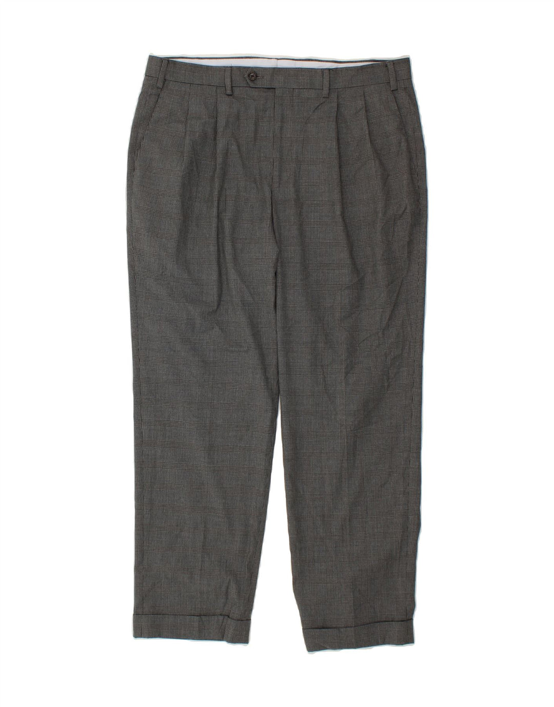 RALPH LAUREN Womens Pegged Suit Trousers W36 L30 Grey Check Polyester Vintage Ralph Lauren and Second-Hand Ralph Lauren from Messina Hembry 