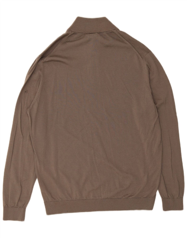 Pulover Massimo Dutti pentru bărbați, cu fermoar și gât, lână maro 2XL