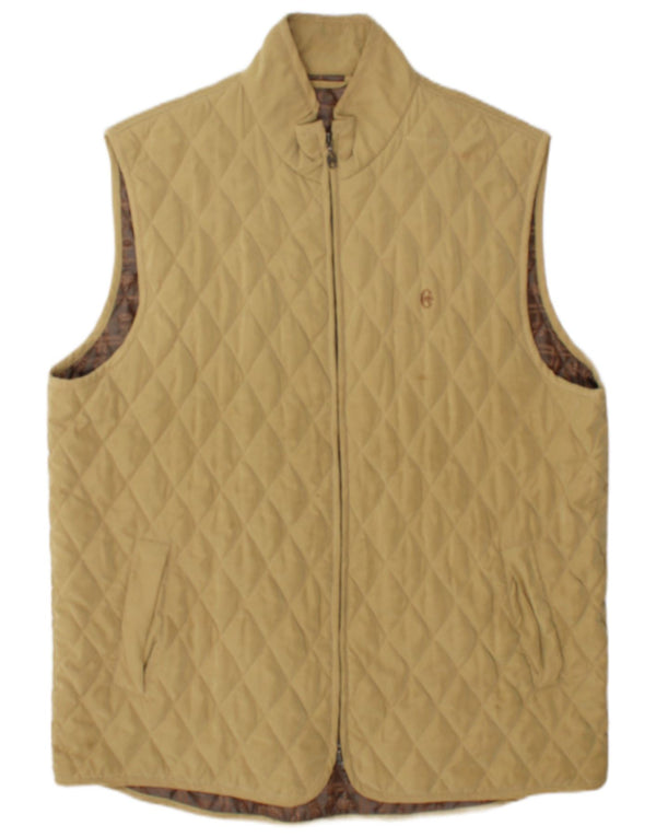 Conte of Florence Mens Quilted Gilet UK 44 2XL Beige Polyester
