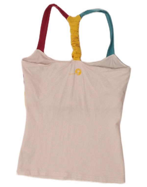 SALEWA Womens Halter Top UK 10 mic, alb, din bumbac color bloc