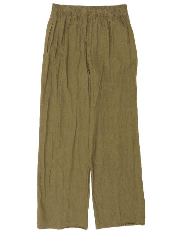 Pantaloni casual pentru femei cu picioare largi Zara Mici L26 L31 Verde