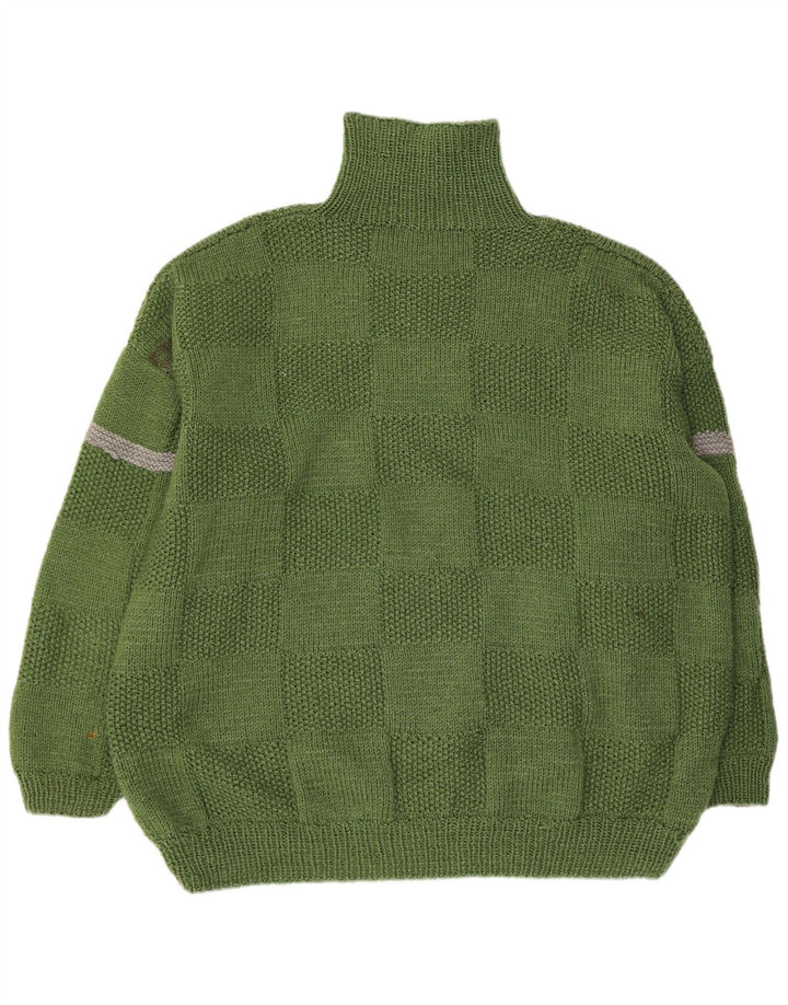 Pulover vintage pentru bărbați cu gât rulat, 2XL, cu dungi verzi