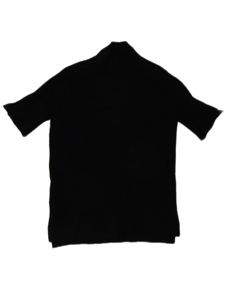 Top tricot cu mânecă scurtă pentru femei Zara UK 12 Medium Black Viscose