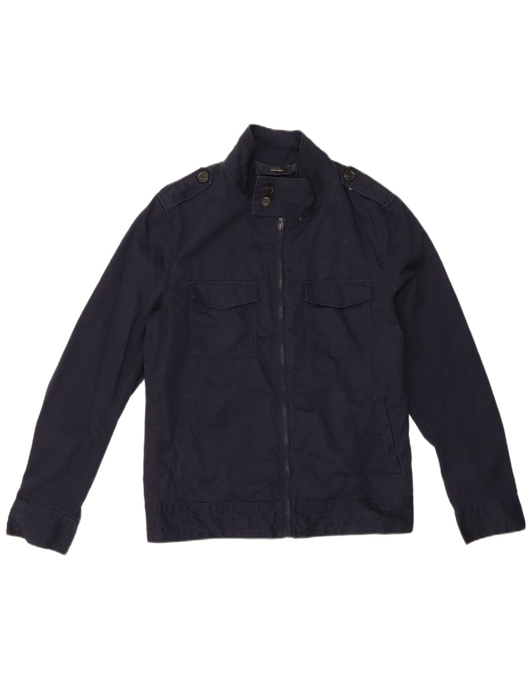 Jachetă militară pentru bărbați ZARA UK 40 mare, albastru, poliester