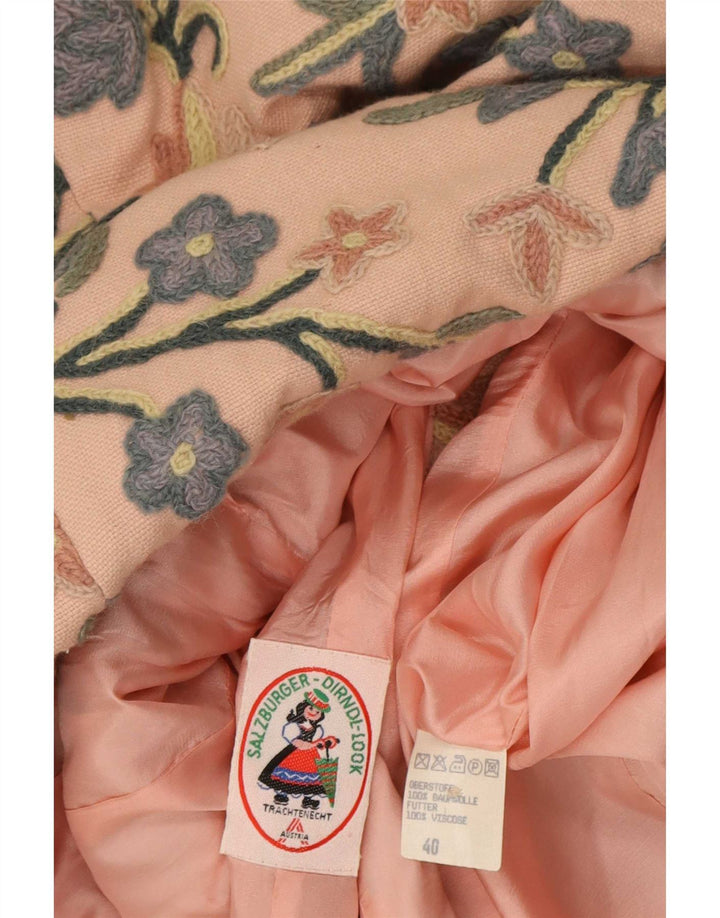 Jachetă vintage pentru femei cu 6 nasturi EU 40, bumbac floral, roz mediu