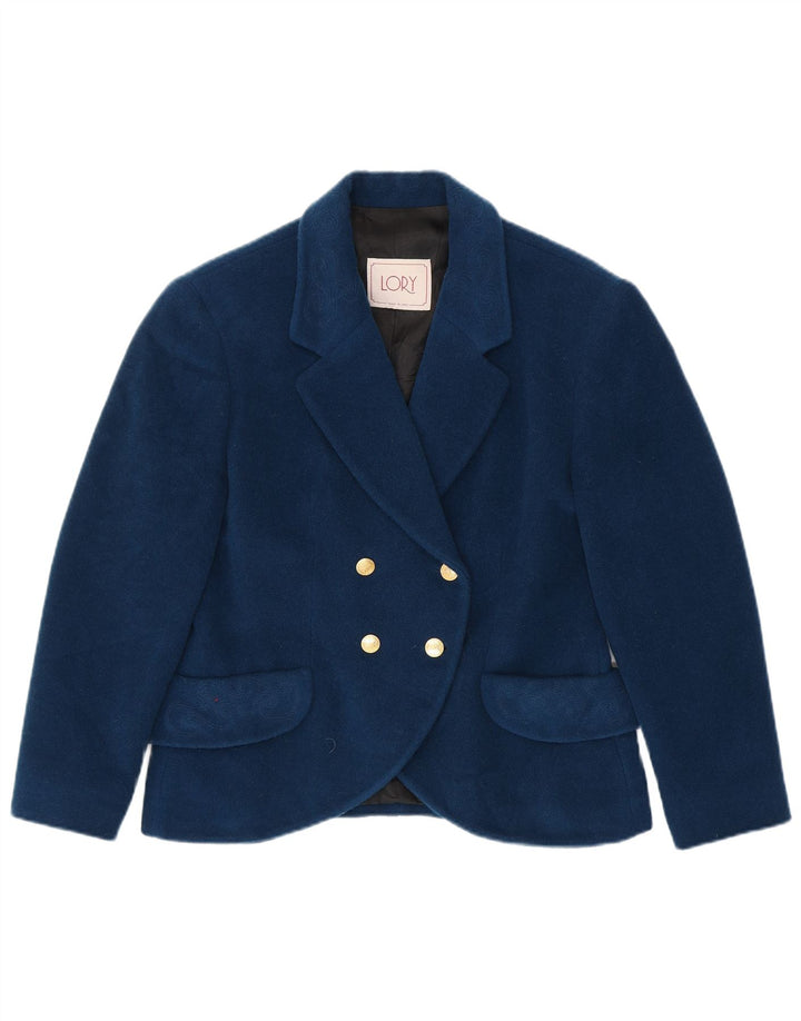 Jachetă vintage pentru femei la dublu piept IT 46 mare bleumarin