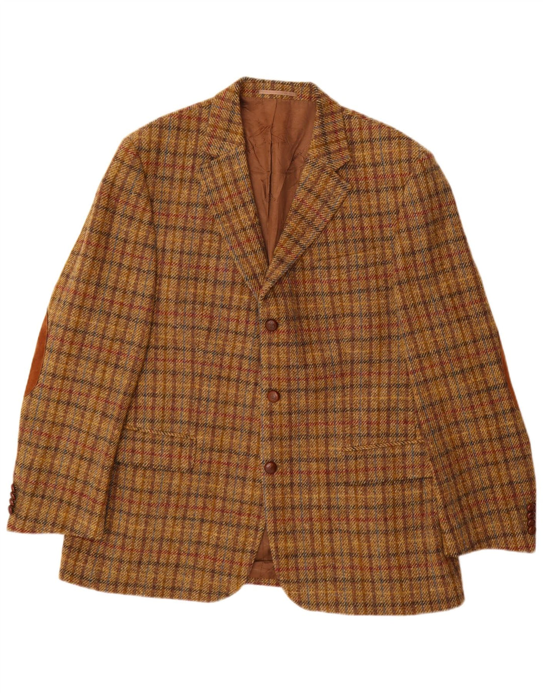 Jachetă pentru bărbați Harris Tweed cu 3 nasturi, UK 40, maro, carouri mari