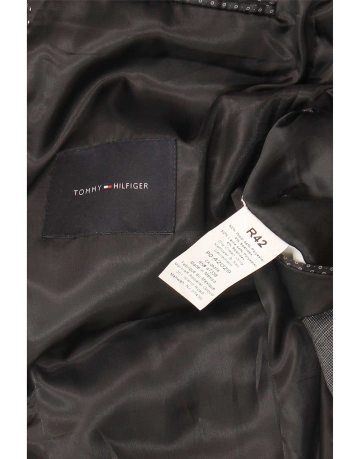 Sacou Tommy Hilfiger pentru bărbați, cu 2 nasturi, UK 42 XL, lână cu carouri gri