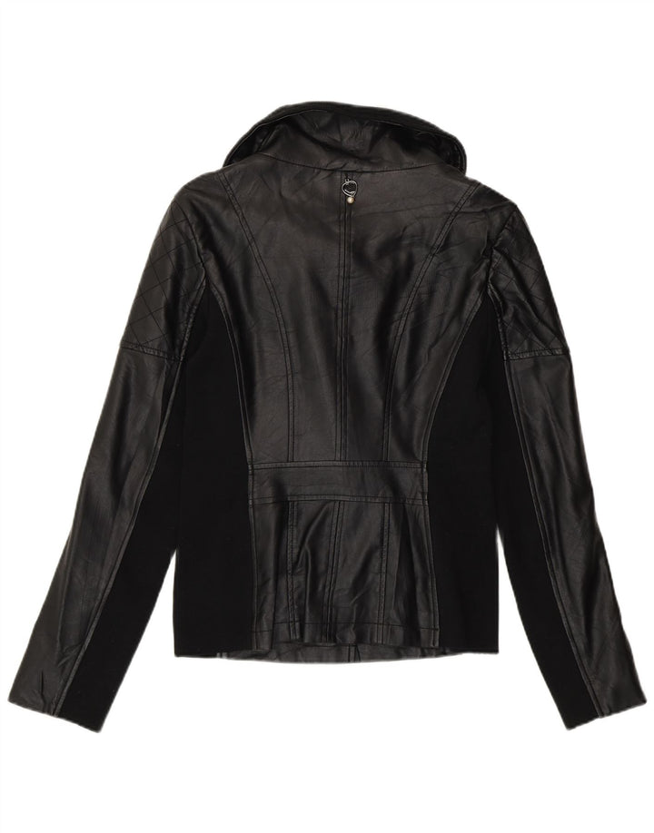 Geacă motociclist din piele pentru femei Twin-Set UK 12 Medium Black