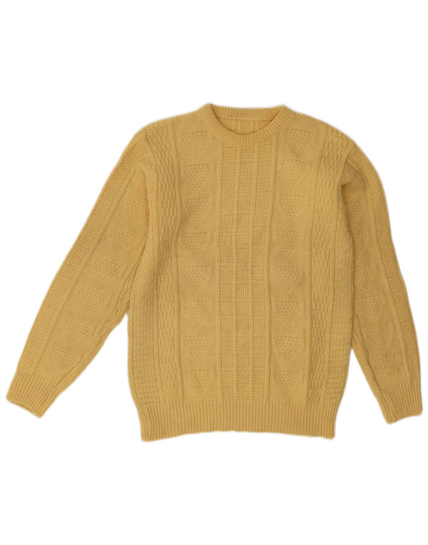 Pulover vintage pentru femei cu decolteu rotund UK 14 mare galben