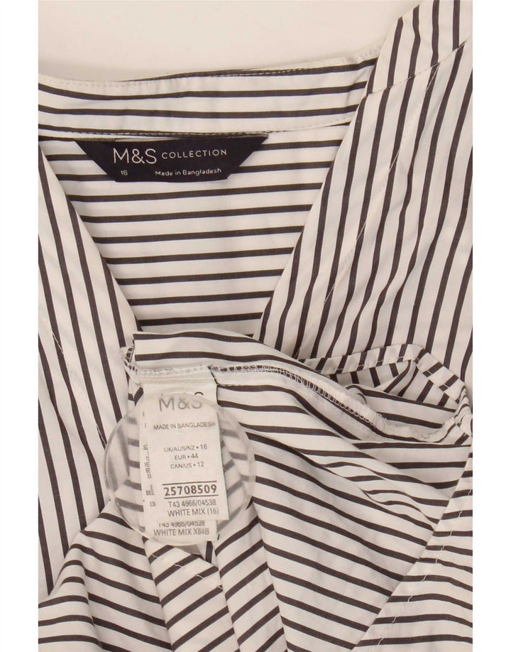 Cămașă pulover pentru femei Marks & Spencer UK 16 mare bumbac cu dungi albe