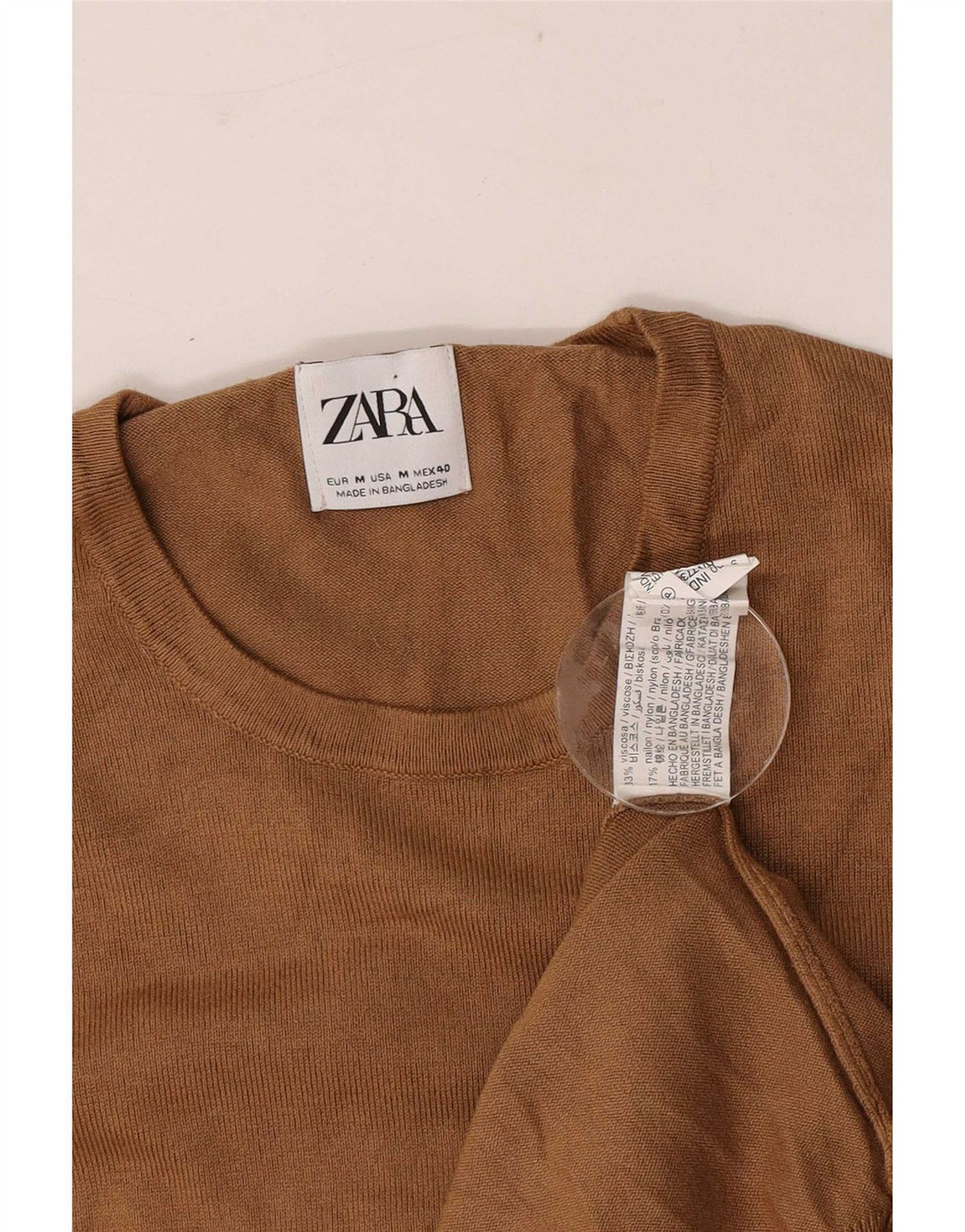 Pulover pentru bărbați Zara, cu decolteu, viscoză maro mediu