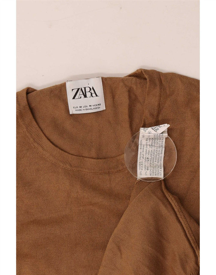 Pulover pentru bărbați Zara, cu decolteu, viscoză maro mediu