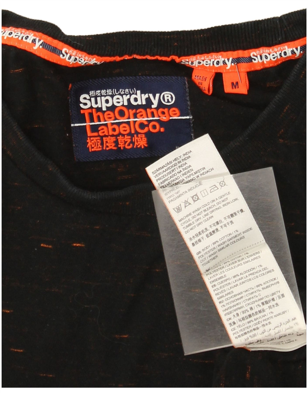 Tricou Superdry pentru bărbați Top mediu negru bumbac cu pete