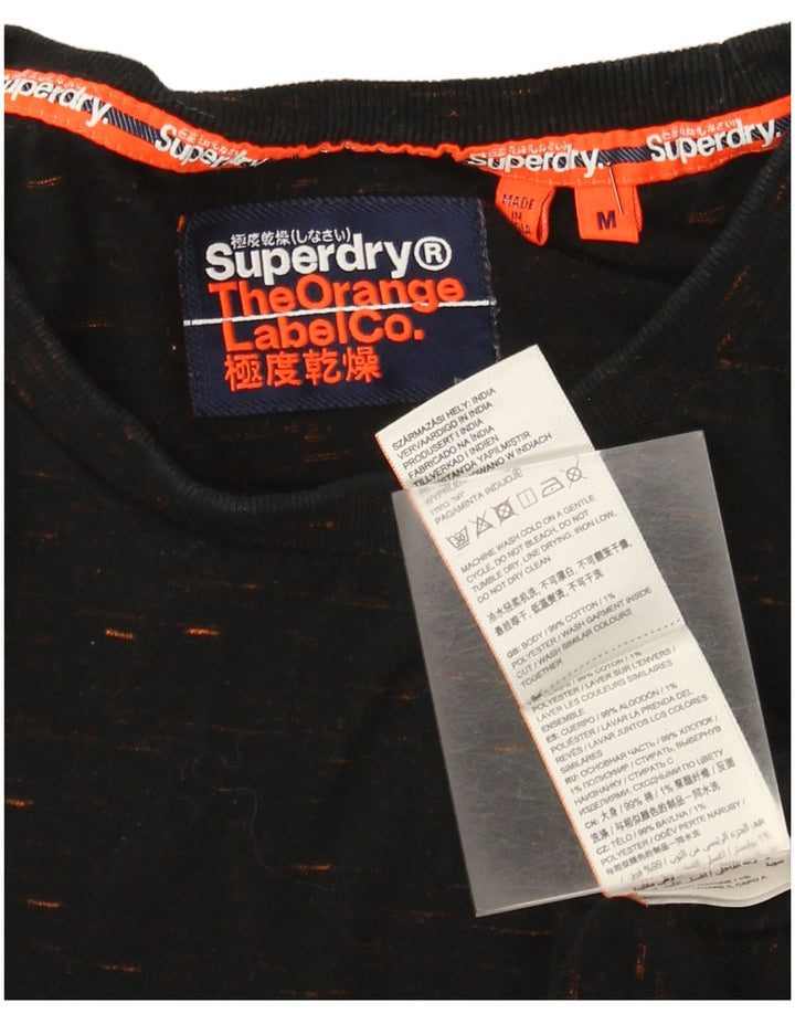Tricou Superdry pentru bărbați Top mediu negru bumbac cu pete