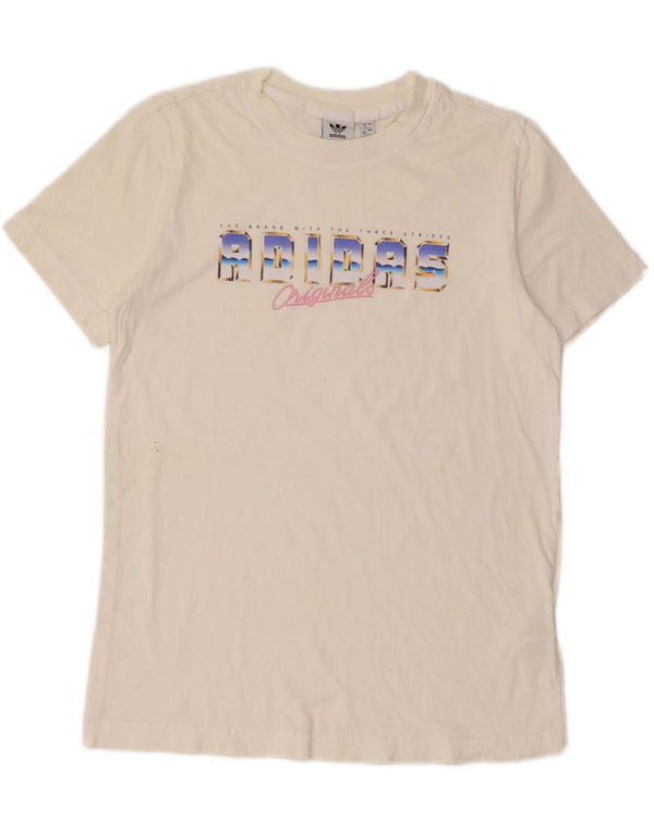 Tricou grafic Adidas pentru femei Top UK 12 Medium White Bumbac