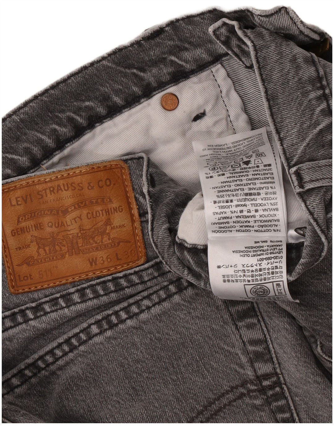 Blugi pentru bărbați Levi's 511 Slim W36 L30 bumbac gri