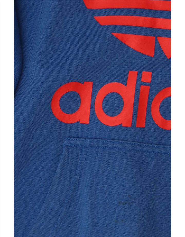 Pulover cu glugă cu grafic pentru bărbați Adidas, bumbac albastru mediu