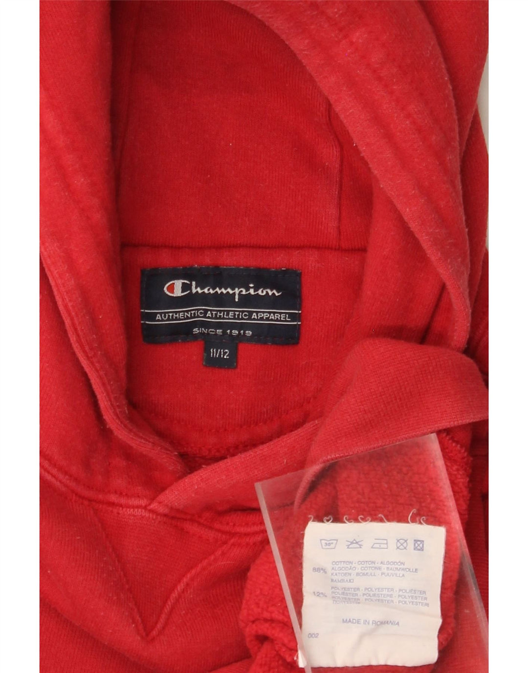 Pulover cu glugă cu grafic CHAMPION pentru băieți 11-12 ani, bumbac roșu